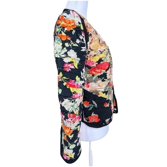 Zara Gathered Patchwork Floral Print Blazer - Picture 4 of 5